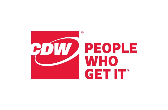 CDW logo with the slogan "People Who Get IT" in bold red text on a white background. The CDW text is inside a red square with a swoosh around it.