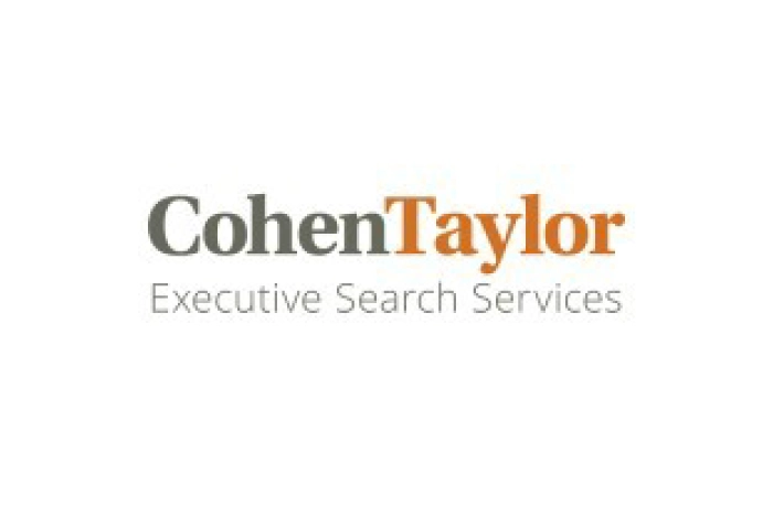 The image displays the CohenTaylor logo with the words "CohenTaylor Executive Search Services" in gray and orange text on a white background.
